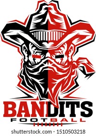 bandits football team design with laces and mascot for school, college or league