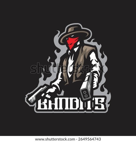 Bandits mascot logo design with concept style for badge, emblem and t shirt printing. Bandits illustration with guns in hand.