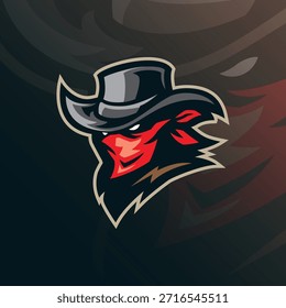 Vector de diseño de logotipo de mascota de Bandits. Ilustración de cabeza de bandidos para deportes y equipo de deportes electrónicos.