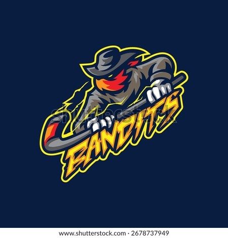 Bandits mascot logo design vector. Bandits hockey illustration with stick.