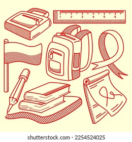 bandle school stationery elements and white background
