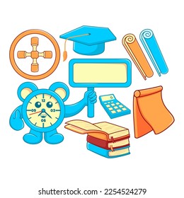 bandle school stationery elements and white background