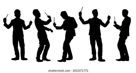 Bandmaster silhouette vector set