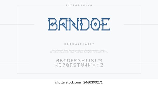 Bandoe abstract lined minimal modern alphabet fonts. Typography technology vector illustration