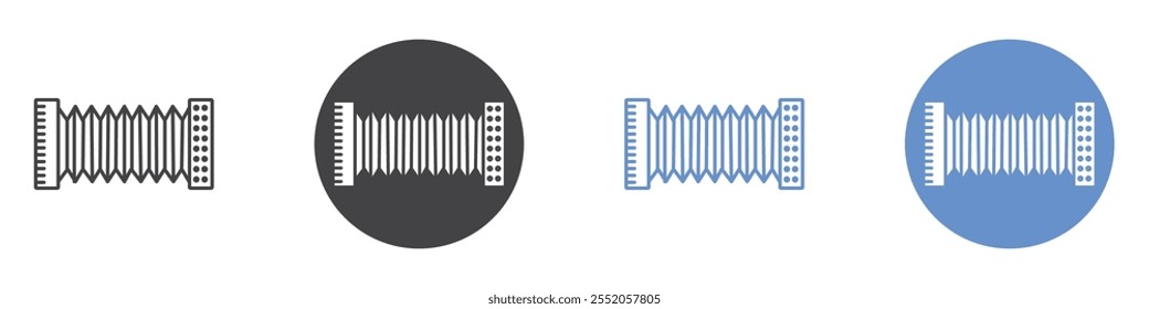 Bandoneon instrument flat line symbol set.