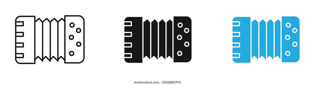 Bandoneon instrument icon black white vector outline