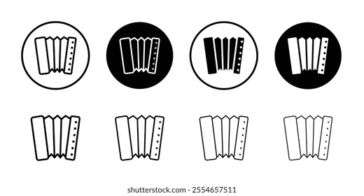 Bandoneon instrument Thin line vector illustration set