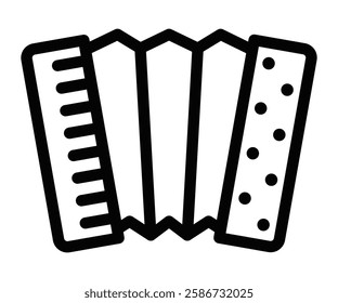 Bandoneon vector icon representing a musical instrument. Editable stroke.