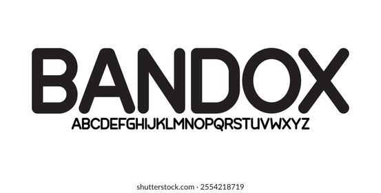 Bandox, creative modern urban alphabet font. Digital abstract moslem, futuristic, fashion, sport, minimal technology typography. Simple numeric vector illustration