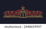 Bandra Railway station of Mumbai vector illustration. Vandre old station building.