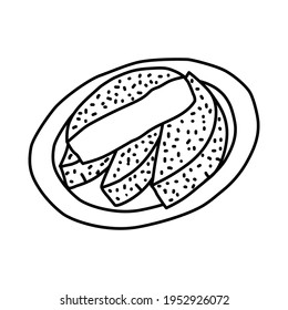 Bandros Indonesian Food Hand Drawn Icon Set Vector.