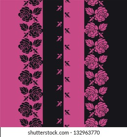 bands of crimson and black roses
