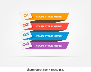 Bands infographic concept. Vector template with 4 options, parts, stages, buttons. Can be used for web, diagram, graph, presentation, chart, report, step by step infographics. Abstract background. 