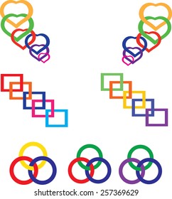 bands overlapping circles and heart graphic 