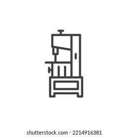 Icono de la línea de herramientas de la sierra de varas. signo de estilo lineal para concepto móvil y diseño web. Icono de vector de contorno de la máquina de sierra de banda. Símbolo, ilustración del logotipo. Gráficos vectoriales