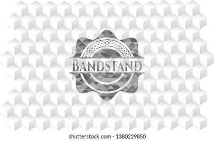 Bandstand grey emblem with geometric cube white background