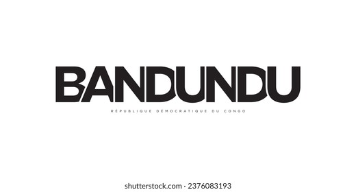 Bandundu in the Congo emblem for print and web. Design features geometric style, vector illustration with bold typography in modern font. Graphic slogan lettering isolated on white background.