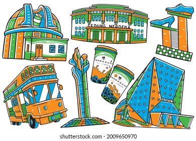 Bandung City Doodle Vector in Flat Design Style