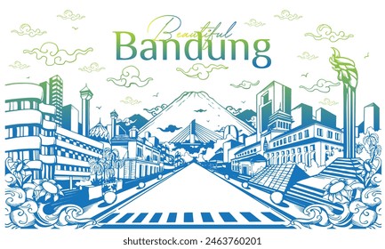 Bandung City Indonesia Background Vector Illustration