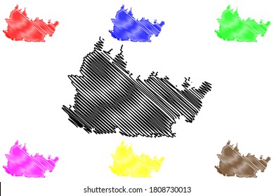 Bandung City (Republic of Indonesia, Java island) map vector illustration, scribble sketch City of Bandung map