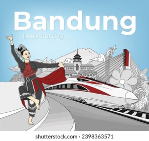 Bandung City, West Java, Indonesia Background Vector EPS10