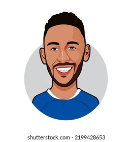 Bandung, Indonesia -08 September 2022,  Pierre-Emerick Aubameyang  Caricature. Vector Image