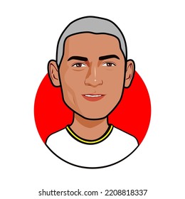 Bandung, Indonesia -1 Oktober 2022,  Richarlison Tottenham Hotspur Player. Vector Image