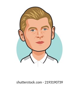 Bandung, Indonesia -23 August 2022,  Toni Kroos Caricature. Vector Image