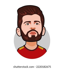 Bandung, Indonesia -30 Oktober 2022,  Gerard Piqué Spain National Team World Cup. Vector Image