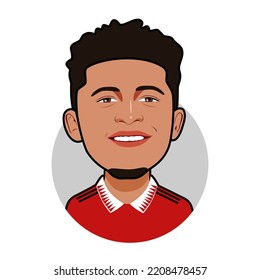 Bandung, Indonesia -30 September 2022,  Jadon Sancho  Caricature. Vector Image