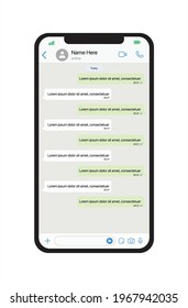 Bandung, Indonesia - April 4, 2021: Social media chatting whatsapp mockup template. Transparent background. EPS 10