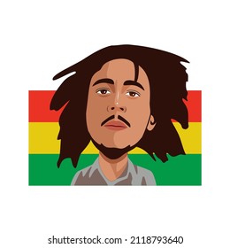 Bandung Indonesia, February6th 2022: Bob Marley Caricature