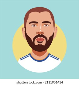 Bandung, Indonesia - January 24 2022; Karim Benzema An Professional Footballer. Vector Image