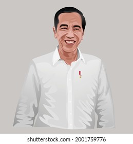 Bandung, Indonesia - Juli 4 2021 : Portrait Of President Joko Widodo