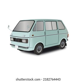 Bandung, Indonesia - July 23 2022: Car Series Minibus Product From Suzuki Carry 4th Generation. Japanese Car Vector White Background. Classic Car. Designer From Italy