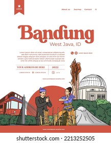 Bandung tourism hand drawn illustration for social media post