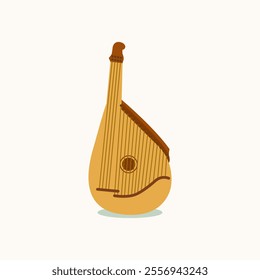 Bandura, folk music instrument. Flat illustration