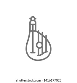 Bandura, kobza, ukrainian national musical instrument line icon.