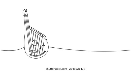 Bandura, string instrument one line continuous drawing. Musical instruments continuous one line illustration. Vector minimalist linear illustration.