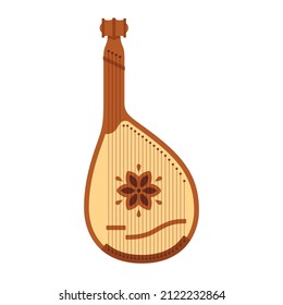 Bandura, traditional Ukrainian folk musical instrument. Simple flat vector style illustration.