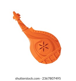 Bandura Ukrainian Traditional Musical Instrument. Symbols Ukraine. Vector Cartoon Illustration.