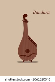 Bandura vector icon. Ukrainian national plucked string musical instrument. Bandura flat icon.