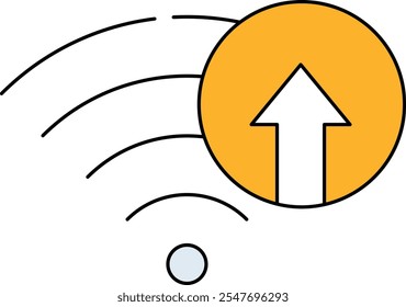 Ícone de Otimização de Largura de Banda. Símbolo Wi-Fi com Setas Indicando Maior Fluxo. Ilustração de cor preta e amarela.Vetor.