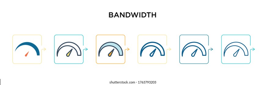 Bandwidth vector icon in 6 different modern styles. Black, two colored bandwidth icons designed in filled, outline, line and stroke style. Vector illustration can be used for web, mobile, ui