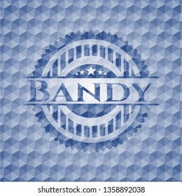 Bandy blue badge with geometric pattern.