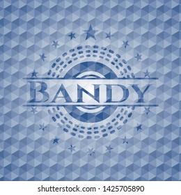 Bandy blue badge with geometric pattern. Vector Illustration. Detailed.
