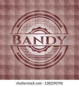Bandy red seamless emblem with geometric pattern background.