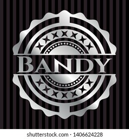 Bandy silver emblem. Vector Illustration. Mosaic.