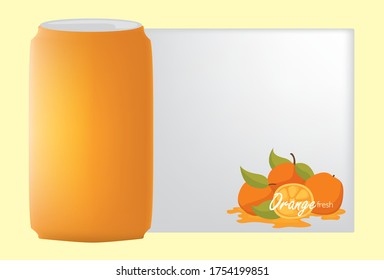 Baner ads template for orange flavored beverage cans. Interesting and simple Mockup for promoting products.