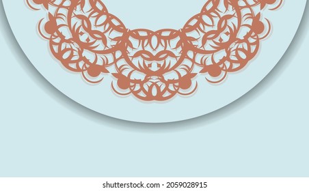 Baner in aquamarine color with abstract coral ornament for logo design